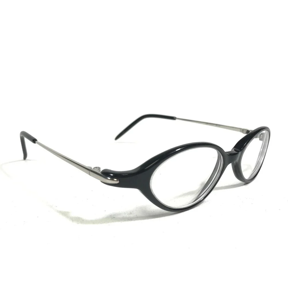 Oliver Peoples OP-543 BK Eyeglasses Frames Black Silver Round Full Rim 45-16-120